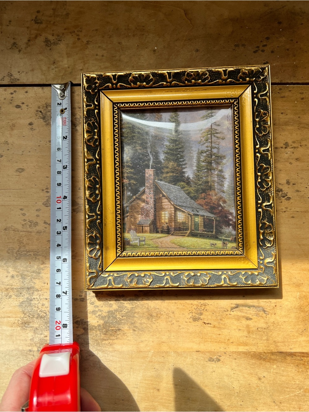 Vintage Small Gold Ornate Cabin Framed Wall Art - Gold